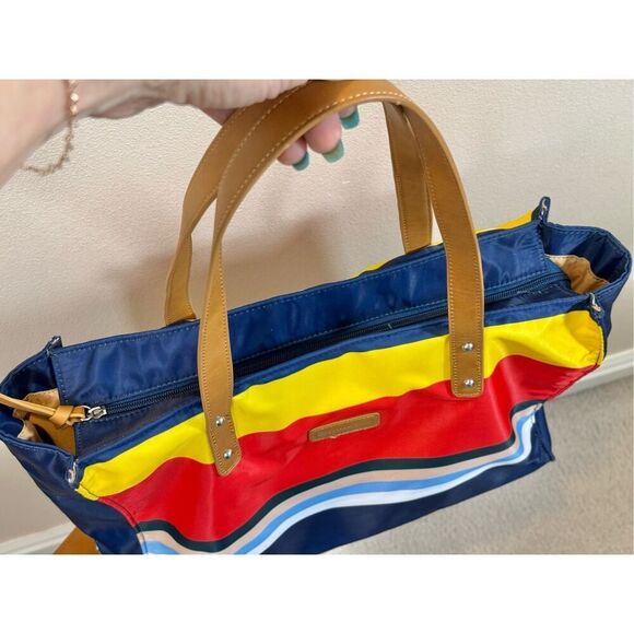 Giani Bernini Nylon Foldable Packable Striped Print Travel Tote Shoulder Bag - Picture 8 of 16